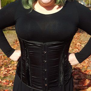 Satin and velvet steel boned corset 3X